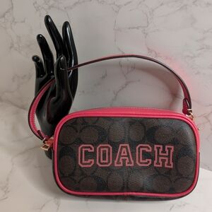 Coach Signature Canvas Clutch/Wristlet Bag in Brown/Pink